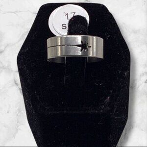 Sunburst Design Stainless Steel Band Ring Unisex Sliver Tone Size 7